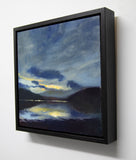 FRAMED II Andrew Sinclair 'Loch Sunart West Evening' is an oil painting on board. It depicts a Highland scene at dusk.