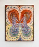 Image of 'The Dreamers' by Lauren Bryden framed in a dark wooden frame.