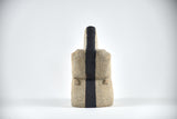 Title: Figure Vessel Artist: Sally Fitchard Medium: clay sculpture Size: 17.8 cm x 9.7 cm x 6.5 cm (back view). Colours comprise- natural, black, lichen green