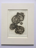 Title: Print 1 Artist: Lucy Gray Medium: hand printed collagraph on paper Size: 13 cm x 9 cm