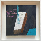 Photograph of Sarah J. Stanley's 'Blue Ladder' in a white floating frame.