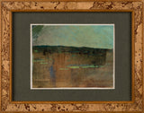 Landscape painting in mixed media. Framed in a wooden frame.