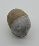 Sally Fitchard's 'Mr Silver'. A small ceramic head with a white face. BIRDSEYE VIEW