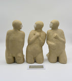 Sally Fitchard's 'Multiple Kneels (Telling)'. A triptych of ceramic kneeling figures. FRONT PROFILE