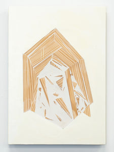 Abstract art piece with geometric shapes on a white background