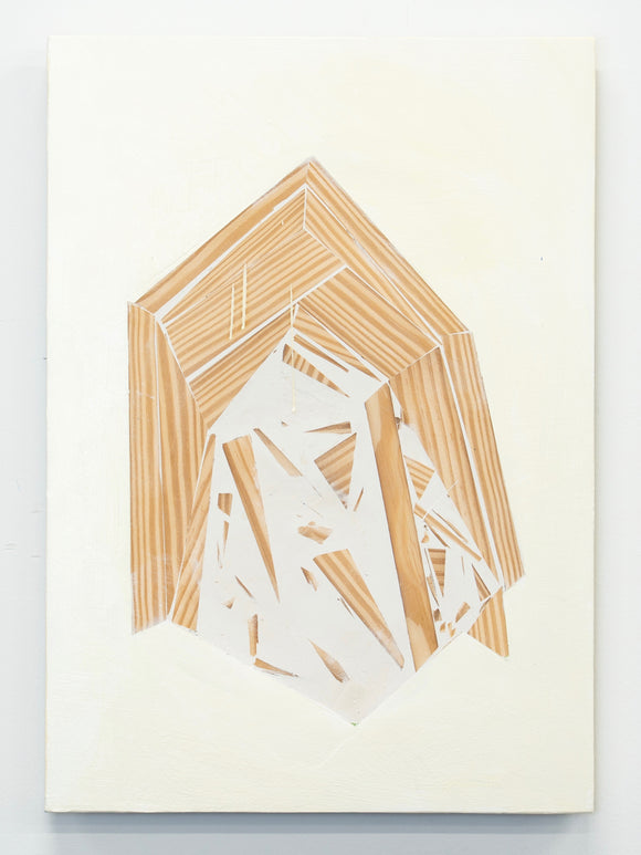 Abstract art piece with geometric shapes on a white background