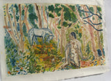 Painting of a nude figure and horse in a forest setting