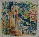 Colorful painting of animals in a forest