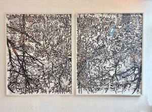 Patricia Paolozzi Cain's 'When You're Falling, Dive' in a white frame, mounted on a white wall