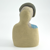 Title: Blue Sash Lady Artist: Sally Fitchard Medium: clay sculpture Size: 18 cm x 12 cm x 8 cm (BACK)
