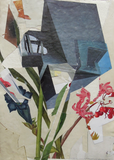 Title: Untitled Flower Project 1 Artist: Benjamin West Medium: collage on card Size: 21cm x 15cm  Framed size: 31cm x 26cm