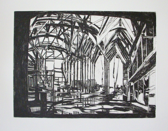 Patricia Paolozzi Cain 'Centre Space' etching edition of 10 (available framed) Broth Art