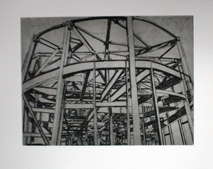 Patricia Paolozzi Cain 'Cornerstone' etching edition of 10 (available framed) Broth Art