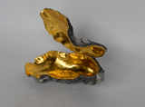 Title: Seduction Artist: Lucy Gray Medium: pigmented jesmonite and burnished gold leaf Size: H 27 x W 35 x D 20 cm (FRONT)