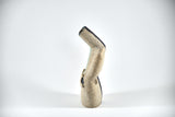 Title: Figure Vessel Artist: Sally Fitchard Medium: clay sculpture Size: 17.8 cm x 9.7 cm x 6.5 cm (side-profile, left side). Colours comprise- natural, black, lichen green