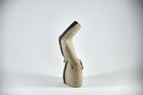 Title: Figure Vessel Artist: Sally Fitchard Medium: clay sculpture Size: 17.8 cm x 9.7 cm x 6.5 cm (side profile, right side II). Colours comprise- natural, black, lichen green