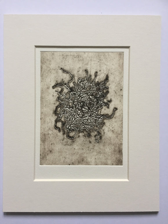 Title: Print 3 Artist: Lucy Gray Medium: hand printed collagraph on paper Size: 13 cm x 9 cm 