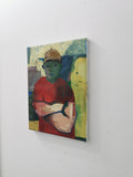 Gordy Livingstone's 'Self Portrait' painting on canvas photographed from the right side