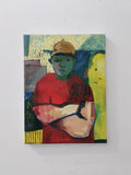 Gordy Livinstone's 'Self Portrait' painting on canvas mounted on studio wall
