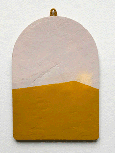 Title: Mustard Glow Artist: Laura McMorrow Medium: oil on found board Size: 14cm x 10cm