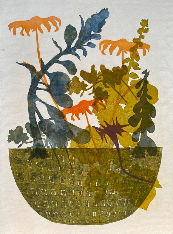 Title: Another Garden Bowl Artist: Maureen Nathan Medium: monoprint on paper (unframed) Size: 38 cm x 28 cm