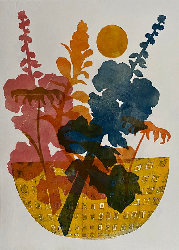 Title: Garden Bowl Artist: Maureen Nathan Medium: monoprint on paper (unframed) Size: 38 cm x 28 cm