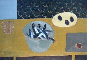Title: Mustard Sprate Artist: Fiona MacRae Medium: Oil painting (framed) Size: 32 cm x 27 cm Framed size: 49 cm x 37 cm