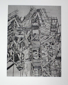 Patricia Cain 'Southside Elevation' etching edition of 10 (available framed) Broth Art