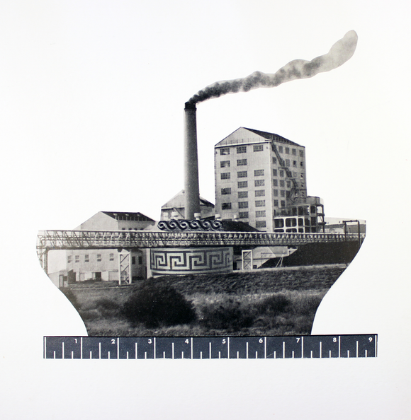 Title: The Industry in Floating Ideas Artist: Pum Medium: Collage (framed) Size: 27 cm x 27 cm (Framed size: 40 cm x 40 cm)