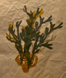Title: Underwater Love II Artist: Maureen Nathan Medium: monoprint on recycled paper (framed) Size: 35 cm x 40 cm