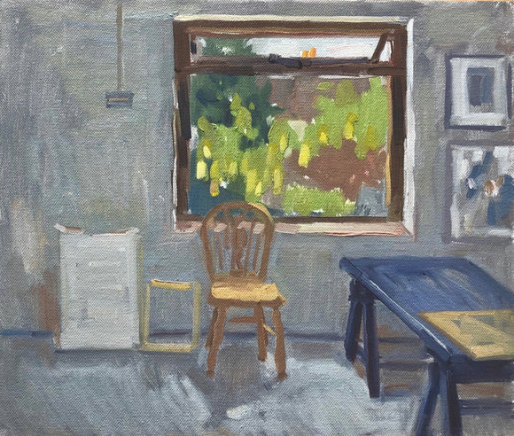 Title: Studio Window Artist: Stacey Gledhill Medium: oil on cotton panel Size: 25cm x 30cm (unframed) Broth Art