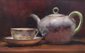 Title: Tea Artist: Andrew Sinclair Medum: Oil on board Size: 20 x 30 cm 